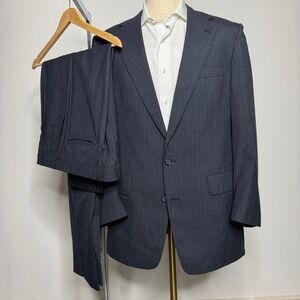 Vintage USA Christian Brooks Men's 44L 36W Wool Pinstripe‎ Two-Piece Suit